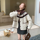 菱形格刺绣轻薄羽绒棉服韩系棉衣2C011-9812-1-P195K288，女装棉衣/棉服，2C011
