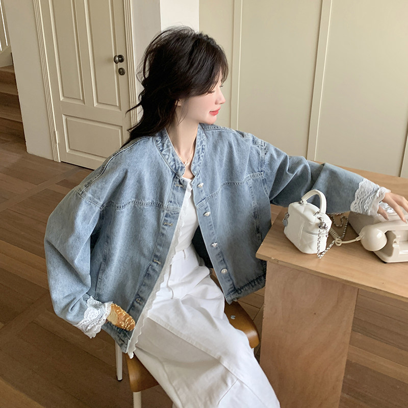 现货花边蕾丝拼接牛仔外套2C117-1752P155K228,女装短外套,2C117