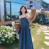 法式复古小众牛仔吊带连衣裙2024新款女套装度假显瘦初恋裙两件套，女装套装/套裙，2C069