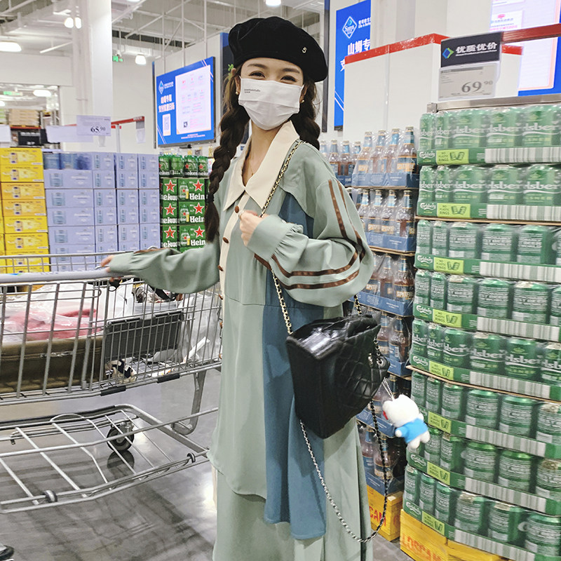 【24春】温柔风拼色不规则连衣裙2C069-1095-P135K188,女装连衣裙,2C069