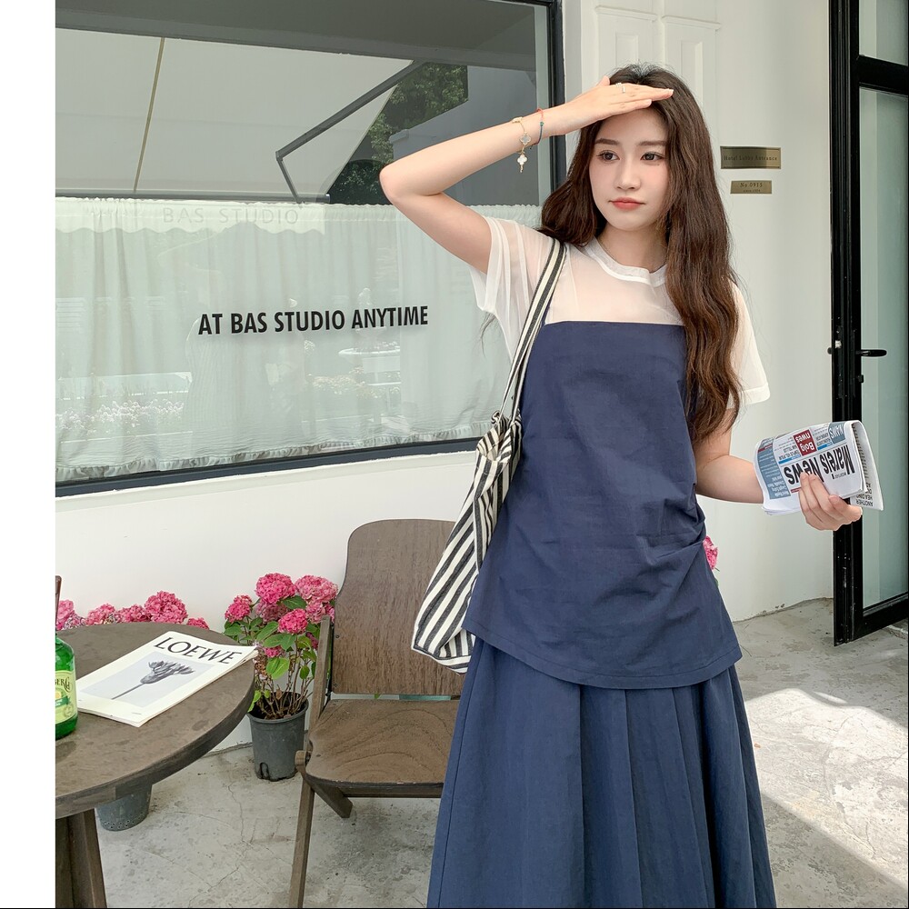 好数据夏新品短袖拼接吊带裙假两件连衣裙2C259-7725-P155-K228,女装连衣裙,2C259