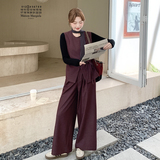 高级感复古气质马甲阔腿裤T恤套装女2025秋季新款时尚减龄三件套，女装套装/套裙，2C159