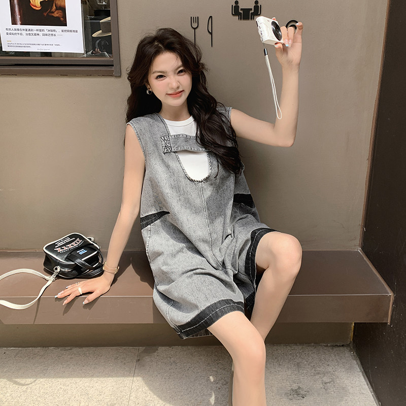 新品现货2025夏季新款牛仔撞色连体裤2C112-C357-P115-K168,女装连体裤,2C112