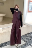 高级感复古气质马甲阔腿裤T恤套装女2025秋季新款时尚减龄三件套，女装套装/套裙，2C159