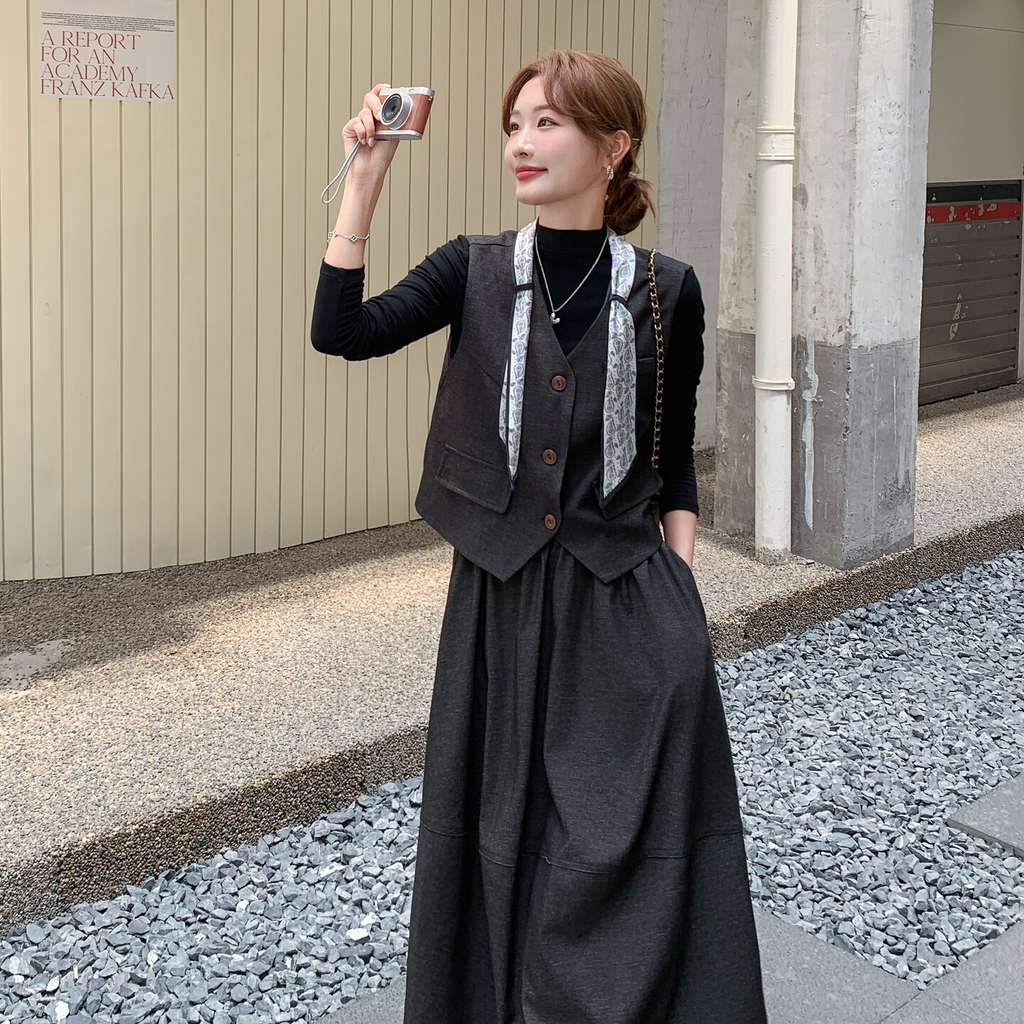 大货马甲+黑T+半裙三件套+丝巾赠送2C206-L598-P185-K268,女装套装/套裙,2C206