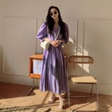 2025春装新款时尚泡泡袖宽松显瘦优雅连衣裙002，女装连衣裙，2C292