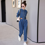 （现货）2025春装新款时尚休闲立领拼接收腰牛仔连体裤，女装连体裤，1D060