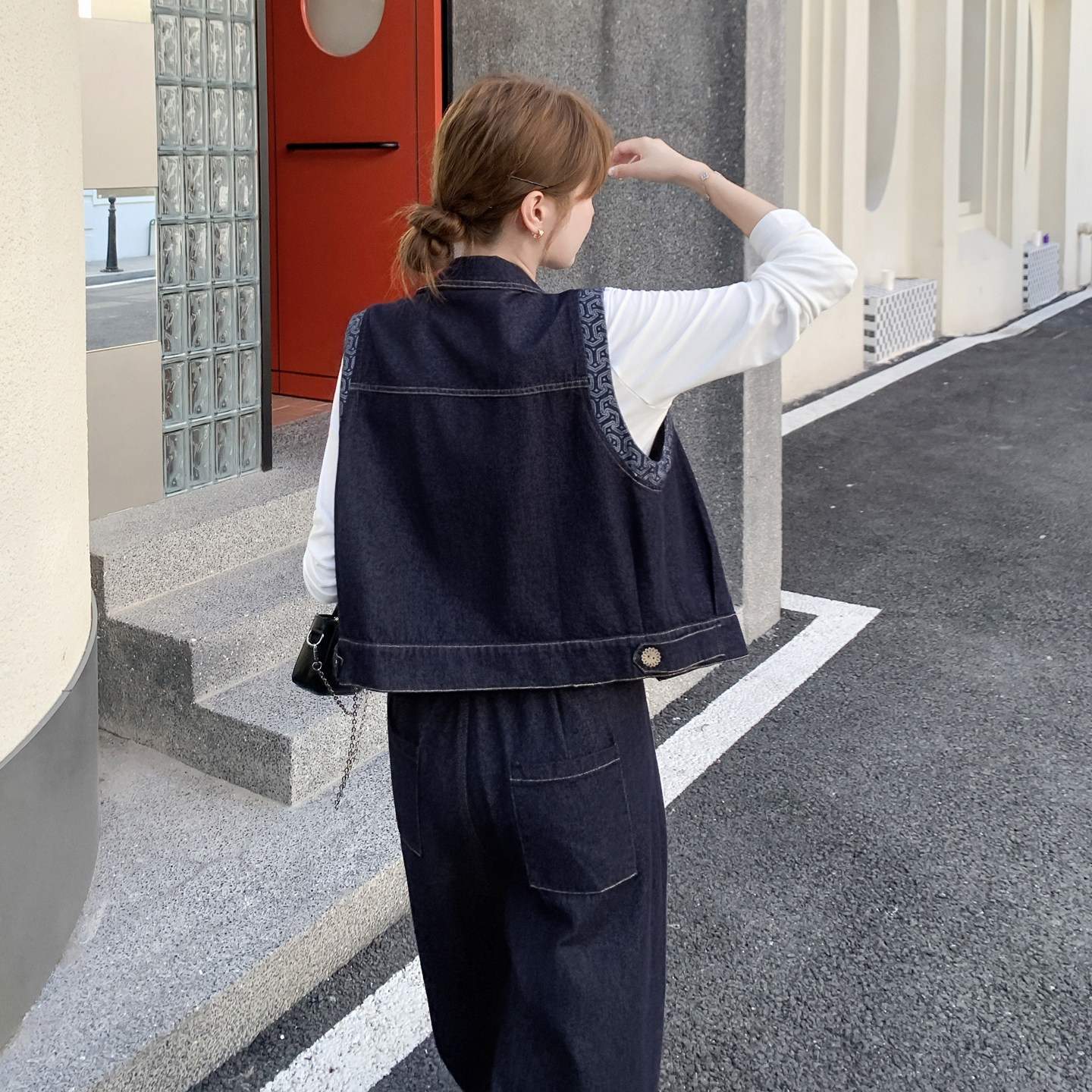 档口现货2025新款女装春秋复古牛仔套装8015-p165-k248图片