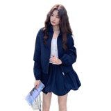 设计感宽松休闲套装女2025夏季新款韩版短款外套花苞裙时尚两件套，女装套装/套裙，2C212