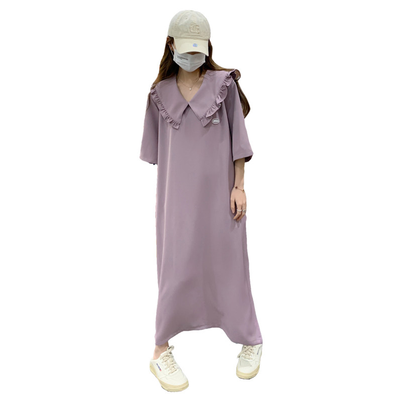 新品面料已下夏季紫色贴标娃娃领连衣裙2c032822P115K168,女装连衣裙,2C032