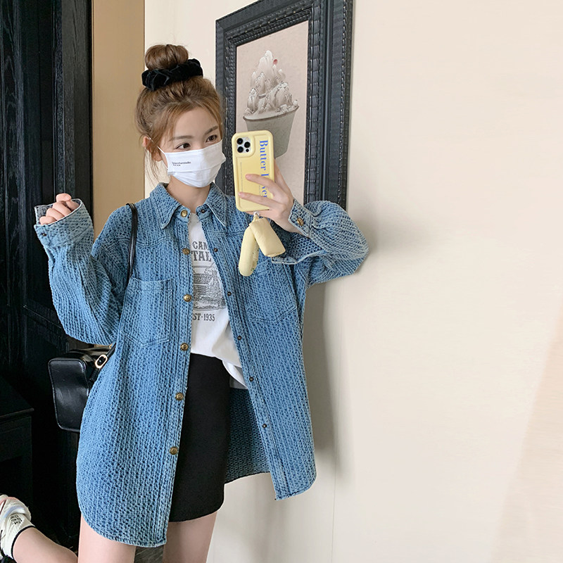现货款号W1022牛仔衬衫外套P125K178,女装短外套,2D043