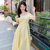 2025新款夏装现货一字领吊带显瘦连衣裙1916-P145控218，女装连衣裙，2D009