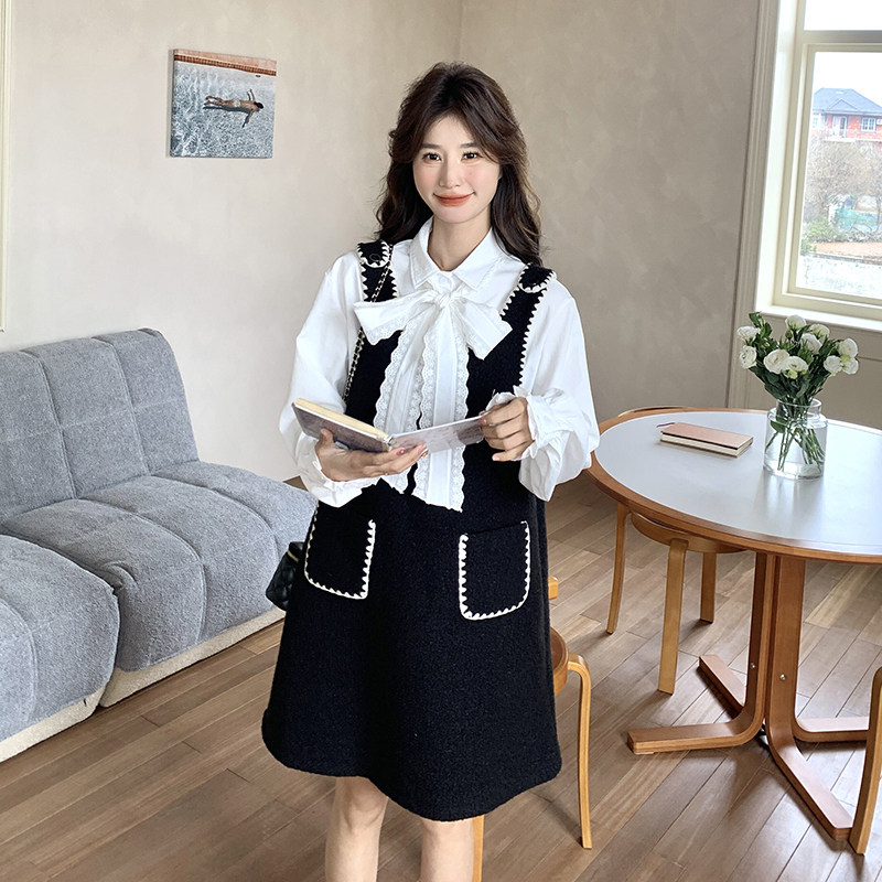 现货:春装新款黑色背带裙＋白衬衫两件套装裙2C135-6870P145K228,女装套装/套裙,2C135