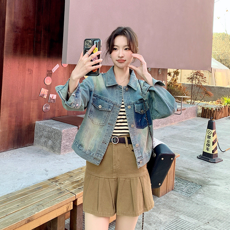 现货休闲百搭时尚短款牛仔外套2025春季女装新款牛仔短外套,女装短外套,2C233