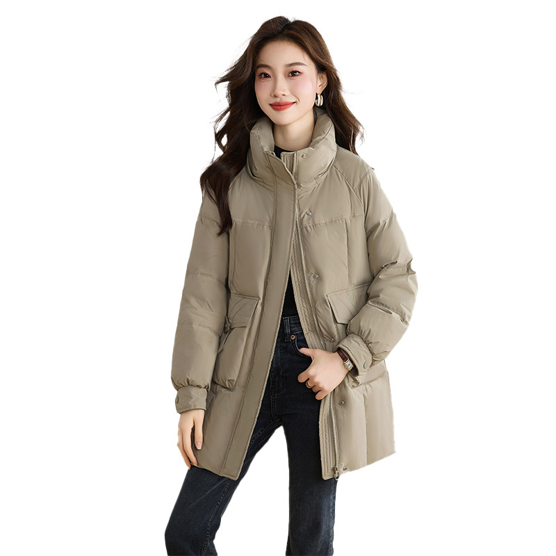 羽绒服女冬季2025新款小个子时尚收腰显瘦高端白鸭绒连帽外套，女装羽绒服，自然秀,女装羽绒服,自然秀