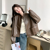 新款现货！2025秋季时尚短款蛋白软皮皮衣短外套C601P140K188，女装皮衣，2C320