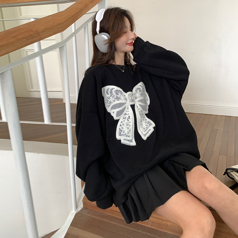 早秋蝴蝶结刺绣卫衣女2025新款爆款小个子独特设计感减龄显瘦上衣,女装卫衣/绒衫,2C196