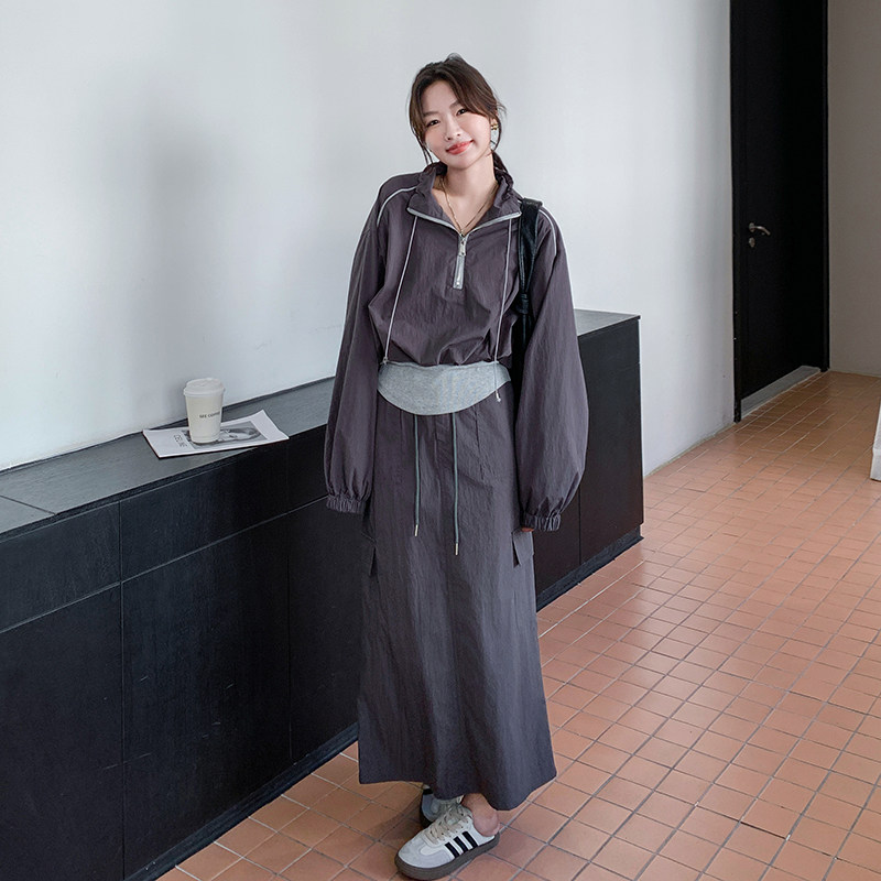 韩系氛围感冲锋衣工装套装女秋2025新款两件套chic减龄休闲半身裙图片
