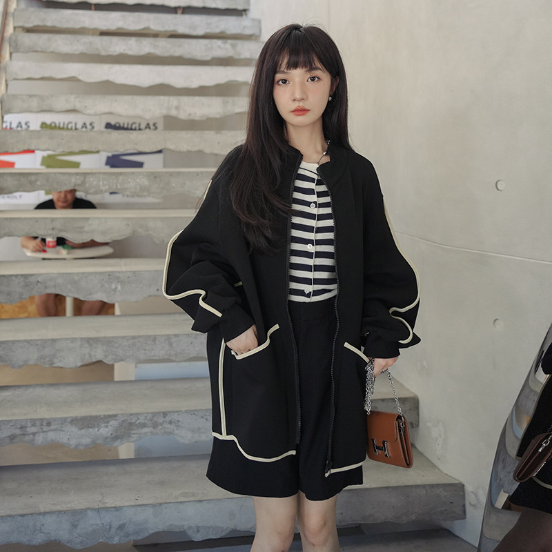 秋装黑色包边空气层外套057-5852-P120K178,女装短外套,2B080