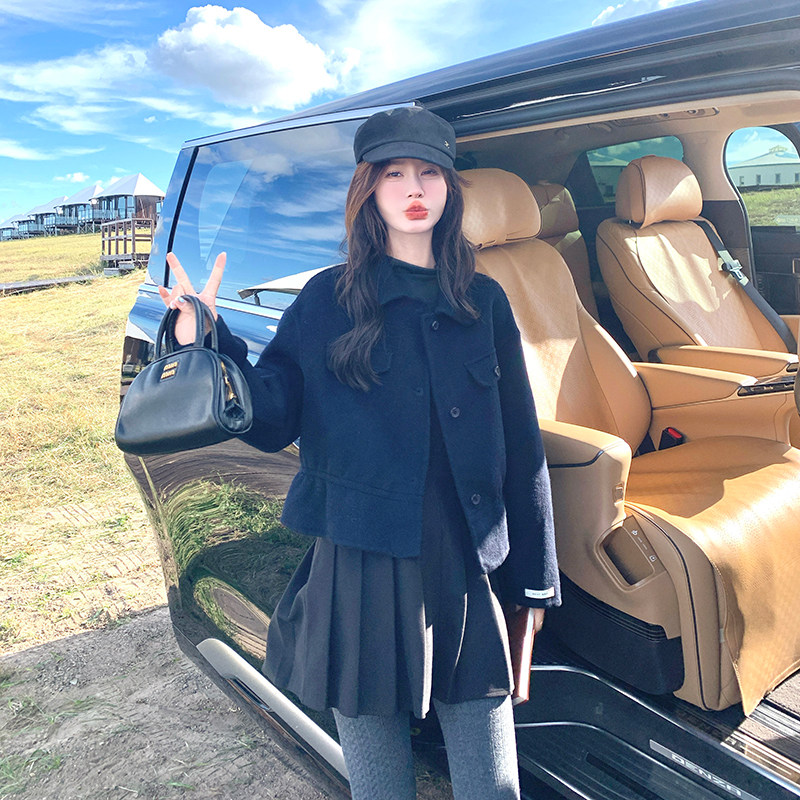 小香风双面呢羊毛外套女冬季2025新款小个子独特超好看高级感大衣,女装毛呢外套,1D066-1
