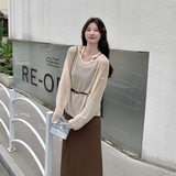 【现货】慵懒风吊带连衣裙镂空宽松两件套罩衫6005米咖P115K178，女装套装/套裙，2C166