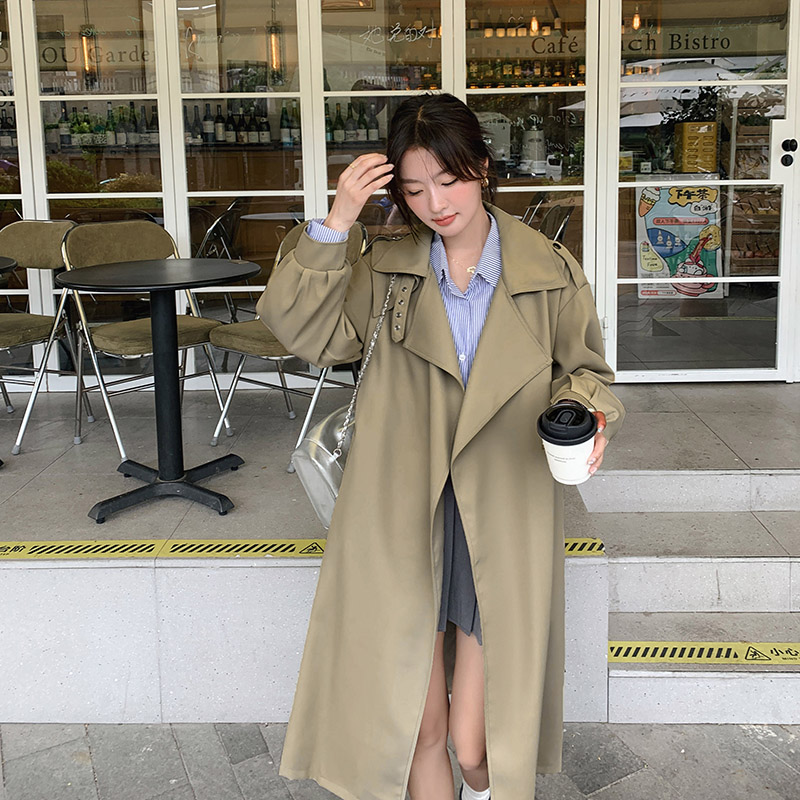 慵懒风韩系风衣外套女2025年春季新款时尚韩版设计感小众风衣外套,女装风衣,2C238