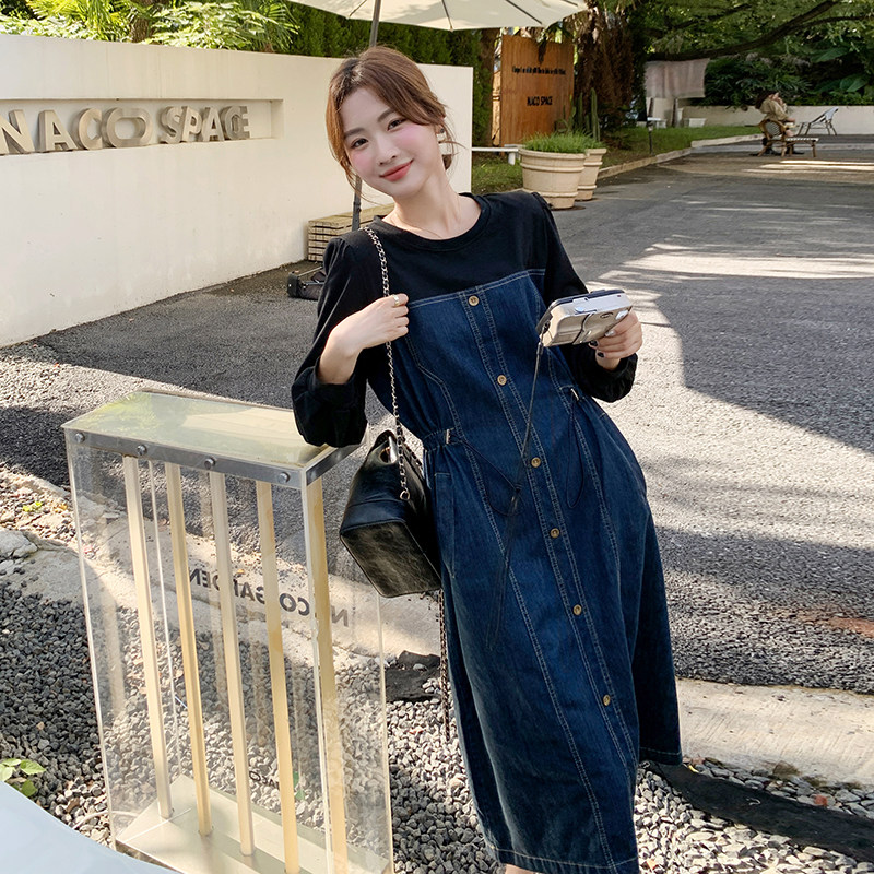 现货：春秋装新款牛仔拼色宽松百搭连衣裙C135-2371P125K178,女装连衣裙,2C135