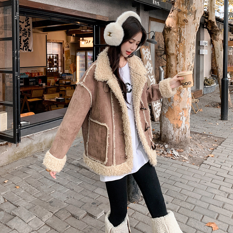 2025冬季皮毛一体羊羔毛外套2C057-9929-P195-K288,女装棉衣/棉服,2C057