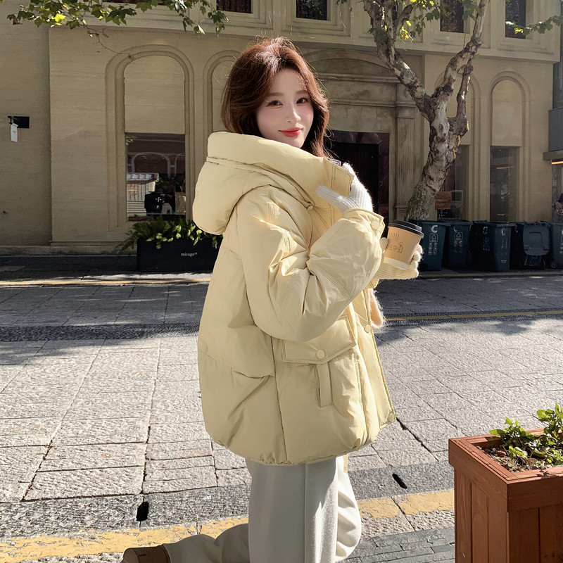 现货新款韩东大门加厚保暖羽绒服百搭连帽面包服女装外套女,女装羽绒服,2B114