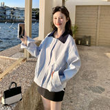 现货新款26春装浅蓝色夹克外套领子可脱卸2B153-7005-P160-K258，女装短外套，2B153