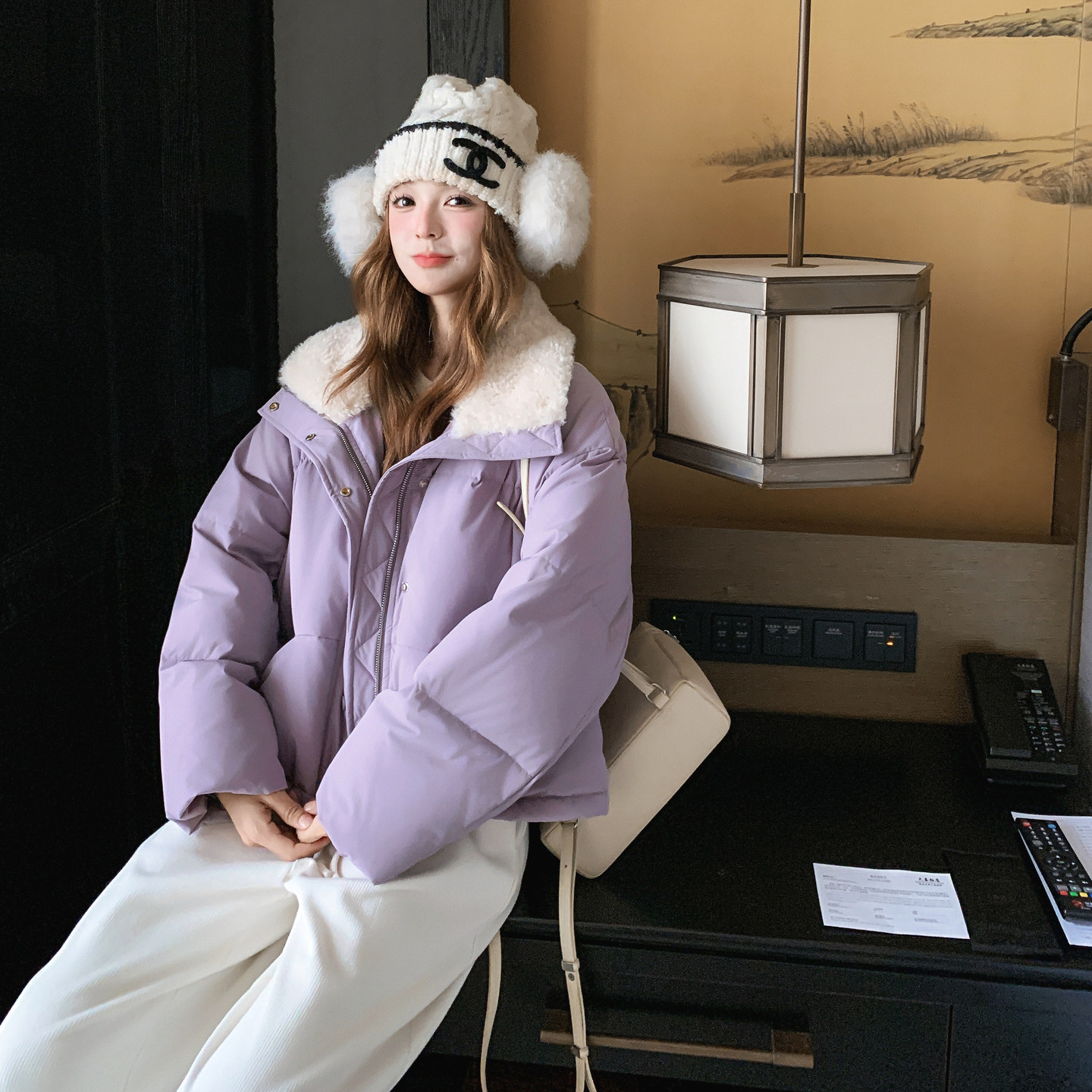 【新款】拼接毛领90新标白鸭绒羽绒服 D118 P295K428图片