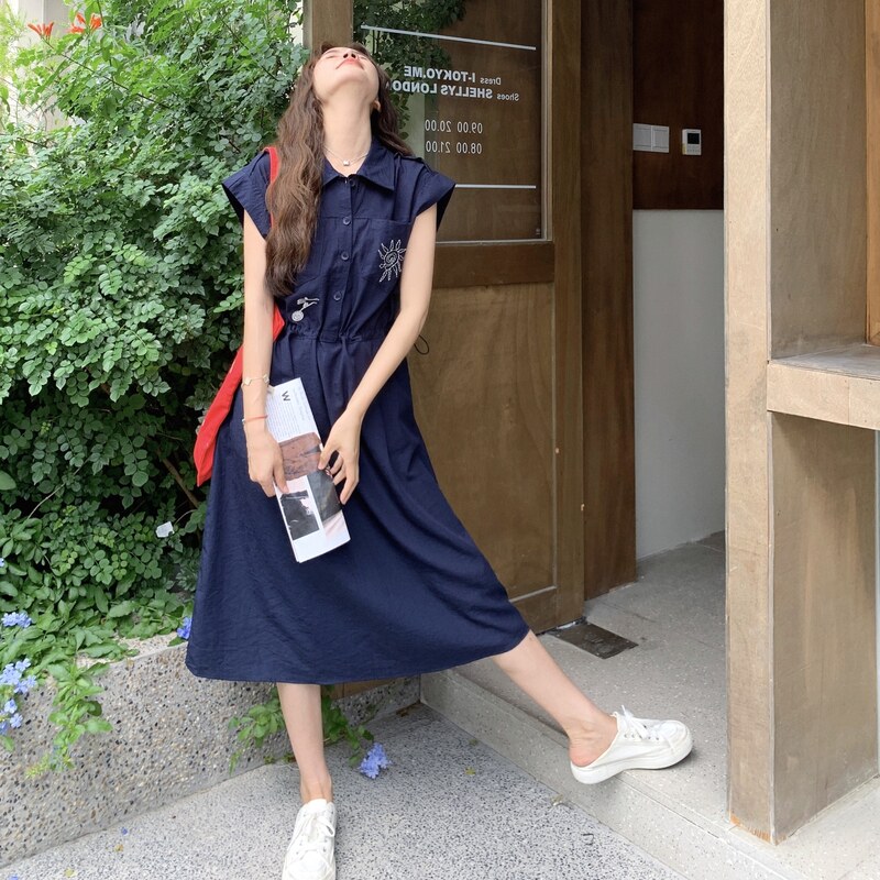 夏季连衣裙夏季法式小个子长裙减龄背带高智淡人风显瘦气质牛仔图片