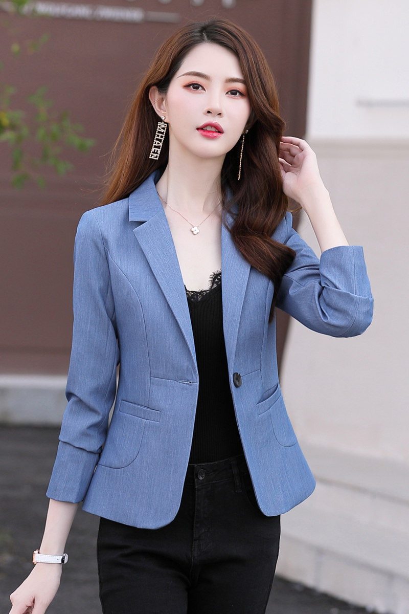 小个子短款西装外套女2025春秋新款修身显瘦收腰薄款外搭西服上衣,女装西装,英标秀（1C119）