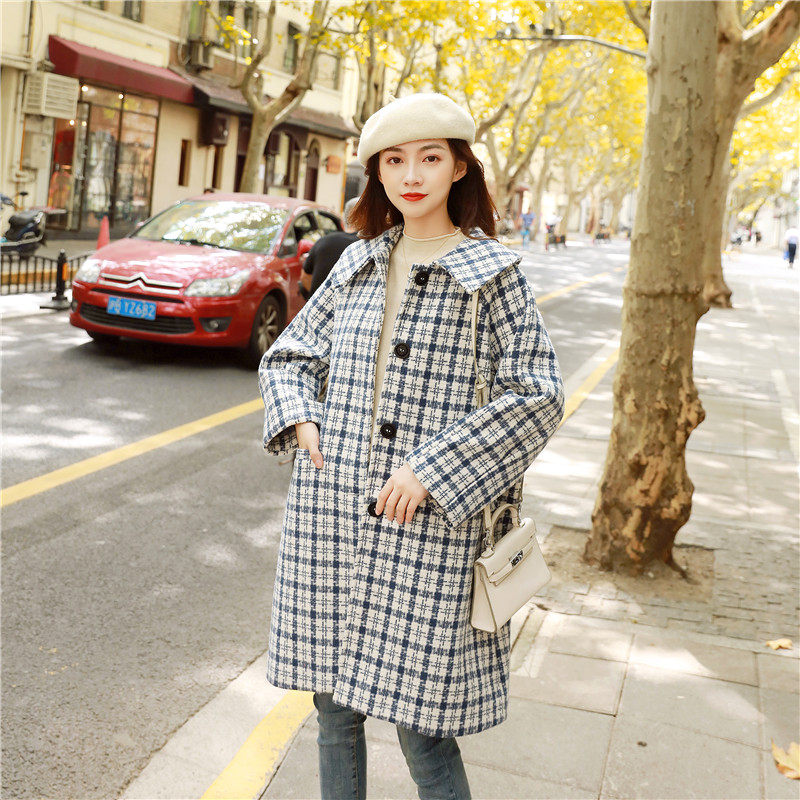 格子毛呢大衣三个色2010-P145K218,女装毛呢外套,2B080