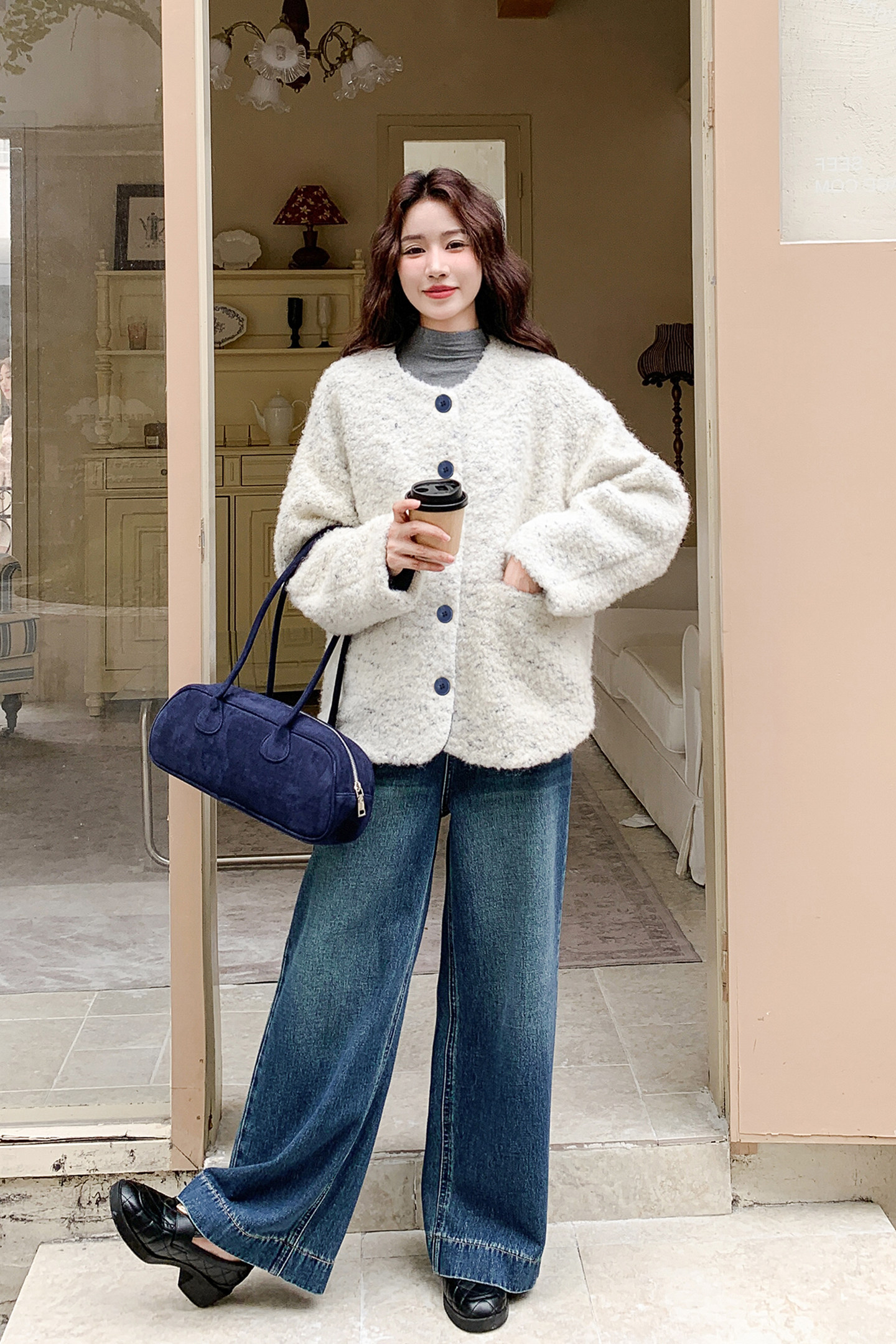 【新品】小香风圆领短款小个子毛呢外套女5130-P180-K268,女装短外套,2C126