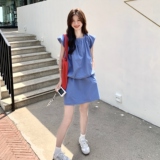 现货夏装新款时尚百搭花苞袖上衣＋短裙两件套2C135-8867P135L208，女装套装/套裙，2C135