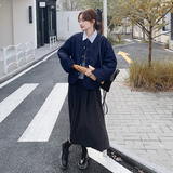藏青色轻薄款羽绒棉服外套女秋冬2025新款夹棉上衣夹克小棉袄棉衣，女装棉衣/棉服，2C131