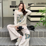 INS风松弛感氛围感时尚套装套装冬季提花圆领时尚春秋长袖休闲，女装套装/套裙，2C087