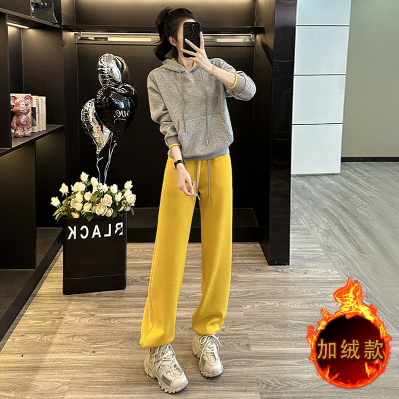 加绒加厚女秋冬季新款时尚运动套装,女装套装/套裙,2C310