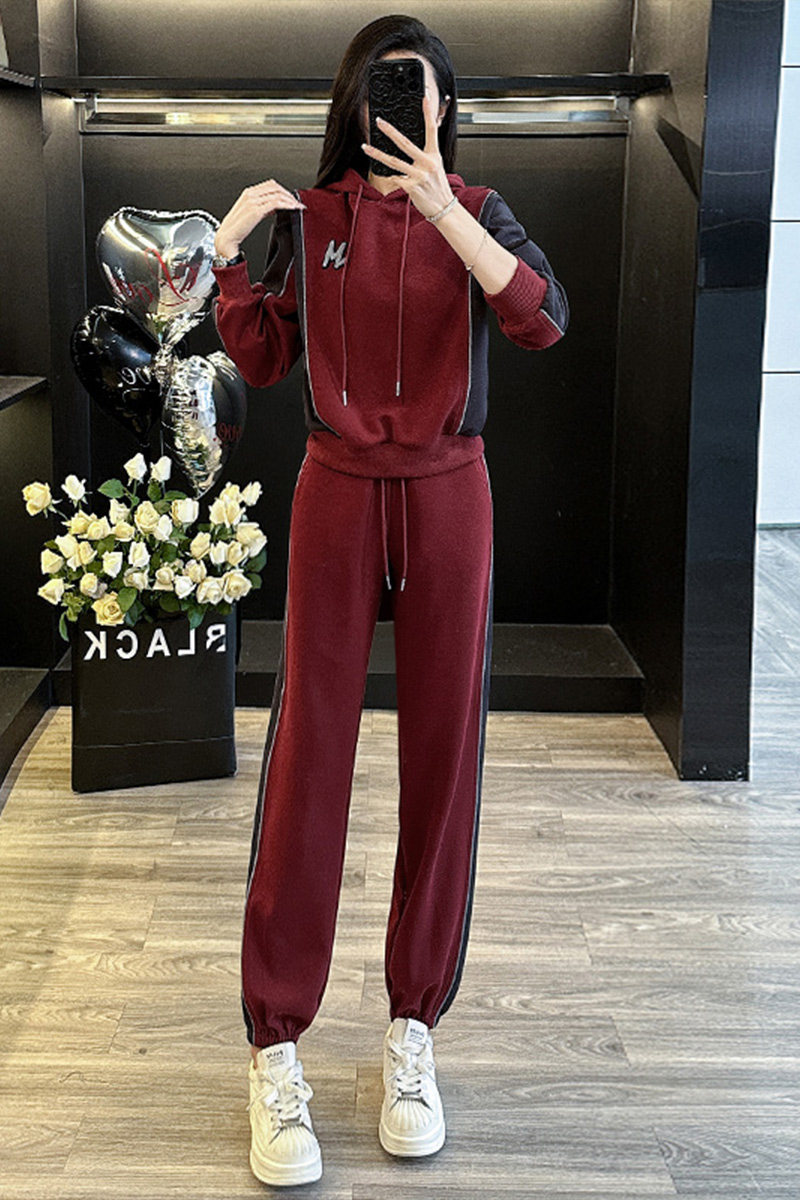 女春季连帽卫衣束脚裤两件套设计感,女装套装/套裙,2C310