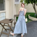 浅蓝色不规则背心套装女2025夏季新款高级感小众气质半身裙两件套，女装套装/套裙，2C290