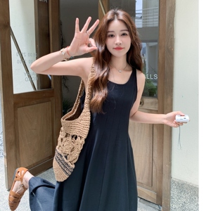 法式减龄黑色无袖背心连衣裙女夏2025新款显瘦今年流行爆款长裙子图片