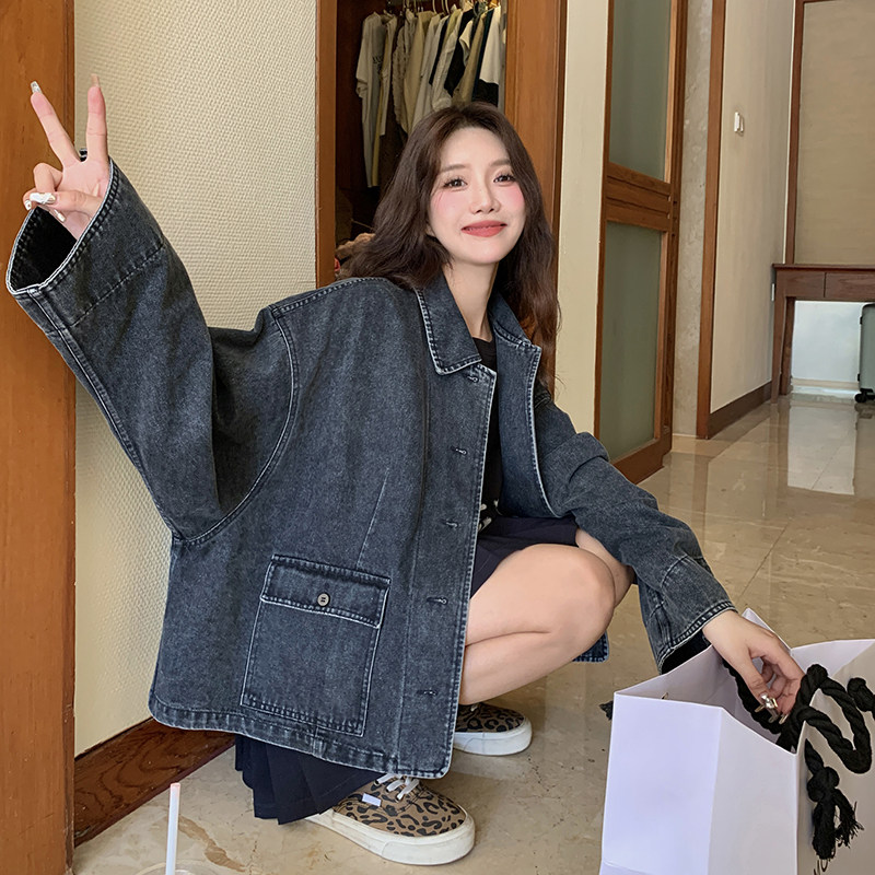 港风复古牛仔短外套女2025年秋季新款韩版小个子休闲百搭夹克上衣,女装短外套,2C321