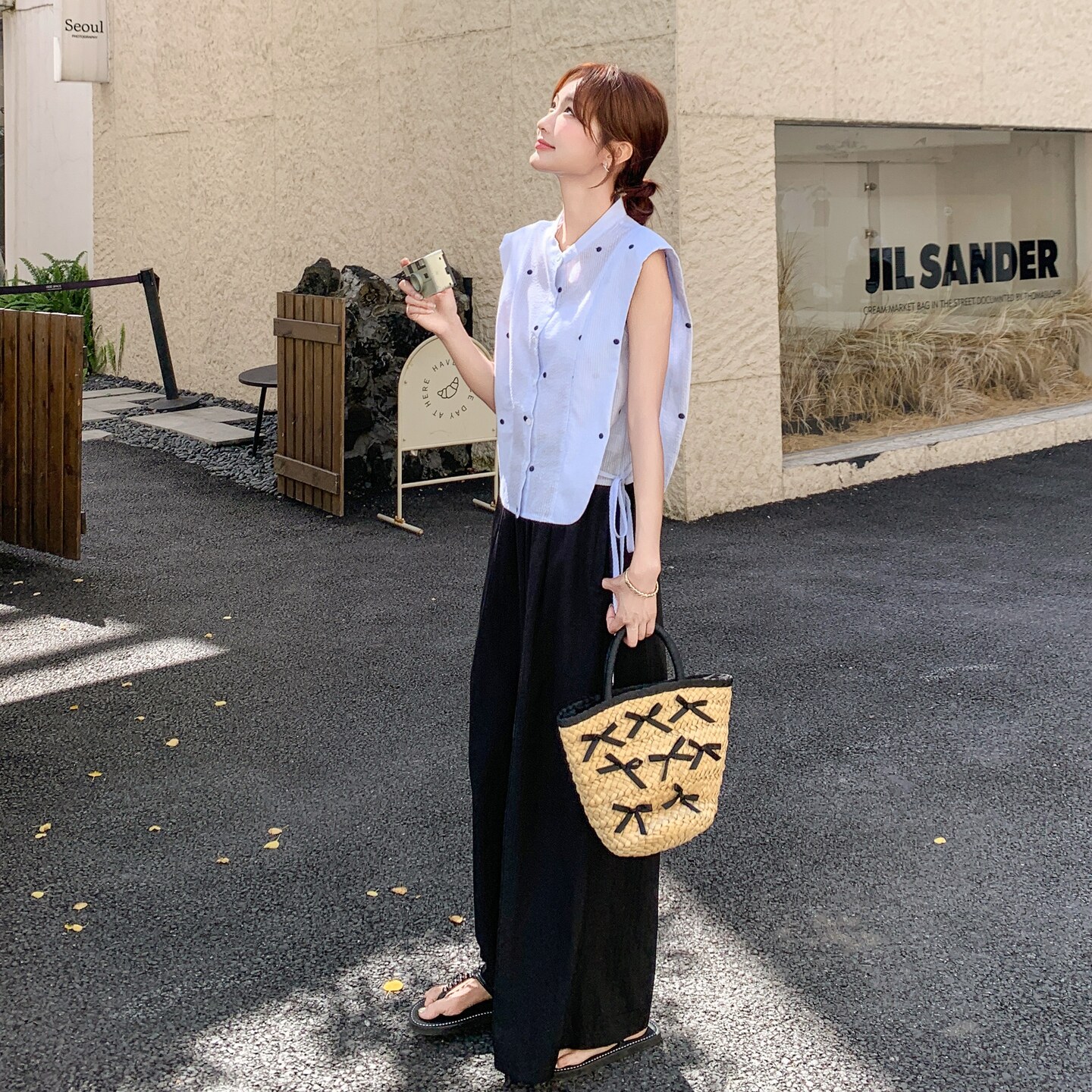 ：夏装新款韩系设计刺绣衬衫阔腿裤两件套2C135-8853P145K218,女装套装/套裙,2C135