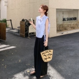 ：夏装新款韩系设计刺绣衬衫阔腿裤两件套2C135-8853P145K218，女装套装/套裙，2C135