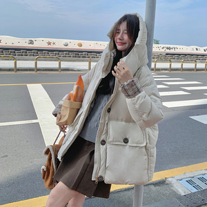 格子拼接连帽羽绒服女冬季2025新款高级感加厚设计感小众美式复古图片