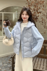 2025冬季羽绒服90白鸭绒针织袖短款连帽RF2C290-6889#-P290-K435图片