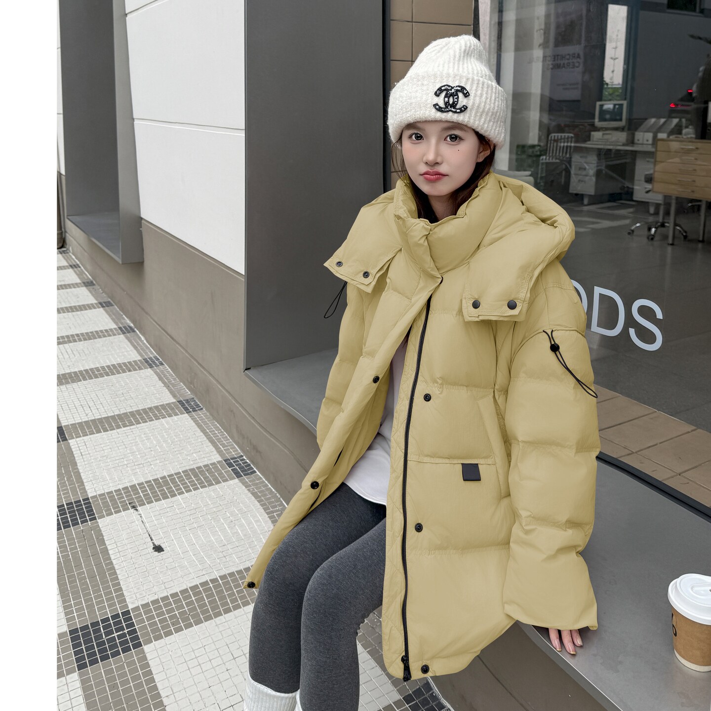 韩系连帽羽绒服外套女冬季2025新款轻薄白鸭绒小个子高级感面包服,女装羽绒服,2D035