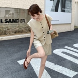老钱风无袖马甲短裤套装女夏2025新款两件套流行爆款小个子超火，女装套装/套裙，2C159