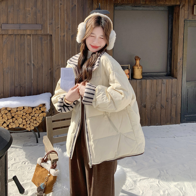 韩系chic立领泡芙羽绒服女2025冬季新款加厚面包服外套高级小众,女装羽绒服,2B237